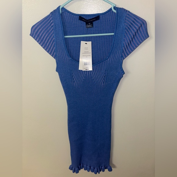 French Connection Mathilda Ribbed Knit Ruffled Bodycon Mini Dress - Picture 3 of 5